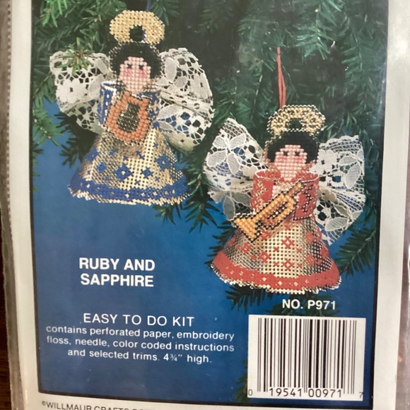 VTG Lot of 2 Willmaur Crafts Golden Angels Kits Cross Stitch Christmas Ornaments - Picture 5 of 11